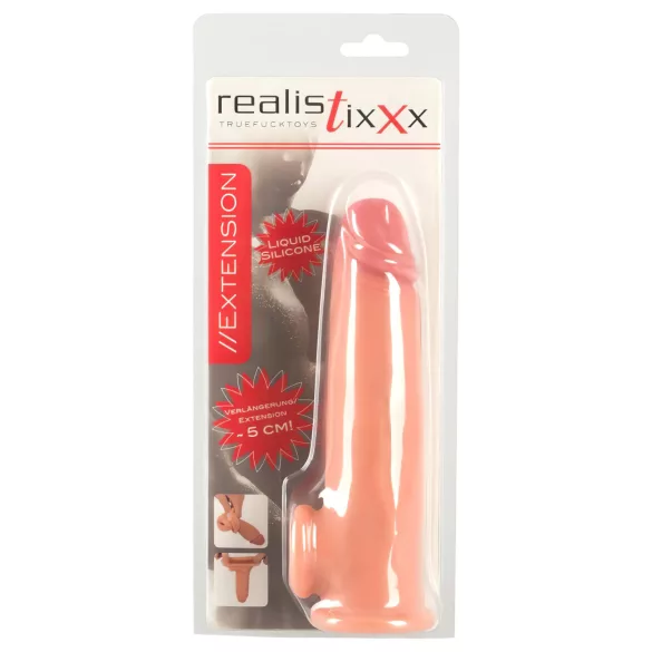 Realistixxx - capa peniana com anel para testículos - 19cm - cor natural