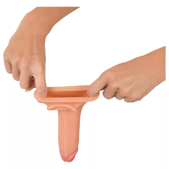 Realistixxx - capa peniana com anel para testículos - 19cm - cor natural