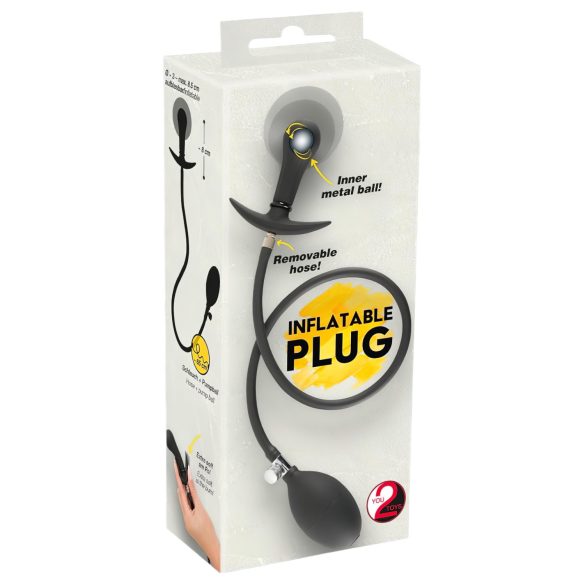 You2Toys - plug anal inflável com bolas - silicone preto