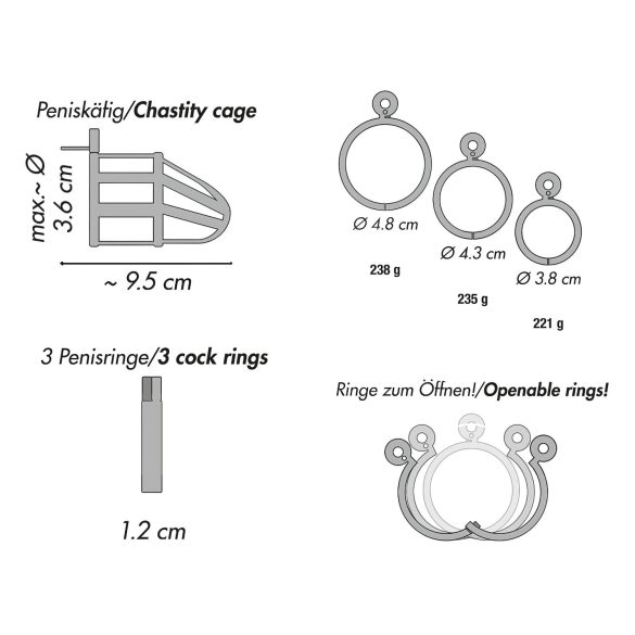 You2Toys - Gaiola de castidade peniana - metal, com cadeado