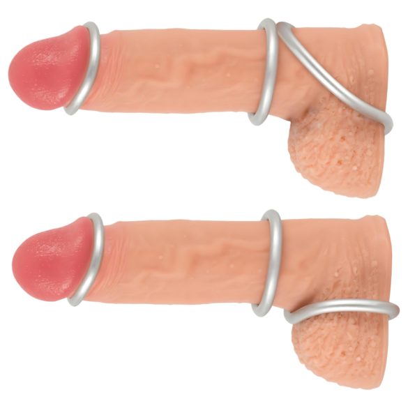 You2Toys - anel peniano silicone metálico - kit 3 peças