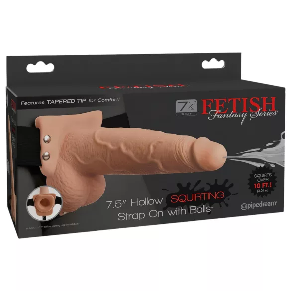 Fetish - strap-on com dildo ejaculador 19cm - cor pele