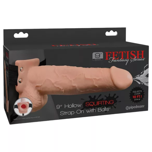 Pipedream Fetish Strap-On 9 - cinto com dildo oco ejaculador (cor natural)