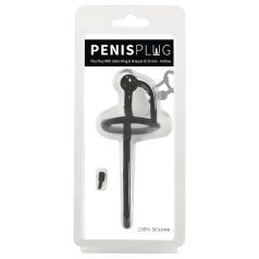   Penisplug - dilatador uretral silicone com anel peniano - 0,6mm - preto