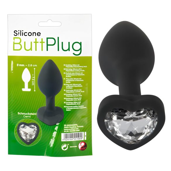 You2Toys - plug anal com pedra branca - metal preto