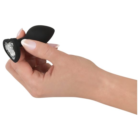 You2Toys - plug anal com pedra branca - metal preto