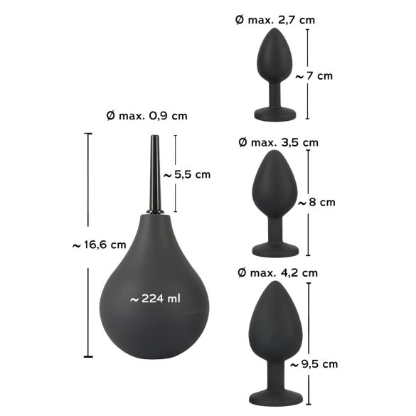 Black Velvets - plug anal kit 4 peças - silicone preto