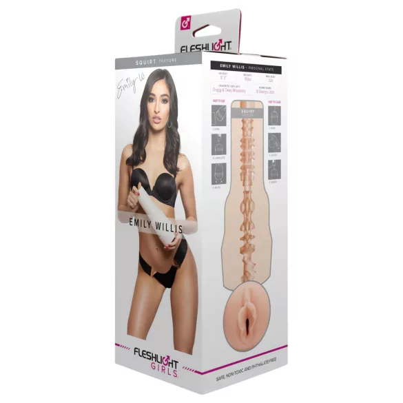 Fleshlight Emily Willis Squirt - vagina artificial realista (cor natural)