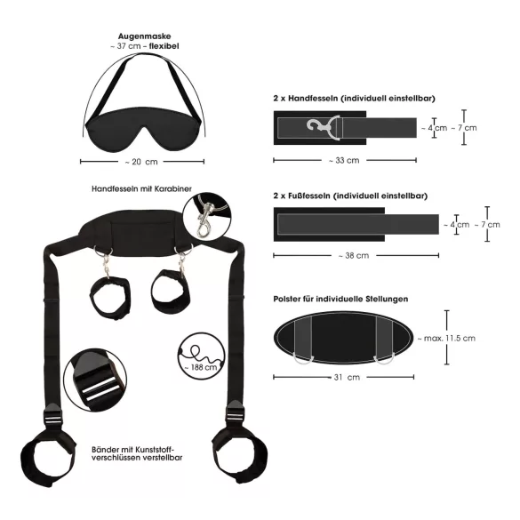 Bad Kitty - restrição pescoço pulso tornozelo - couro preto