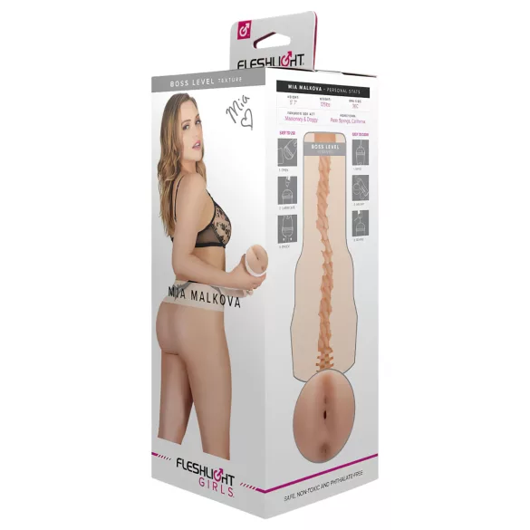 Fleshlight Mia Malkova Boss - masturbador realista ânus - cor natural
