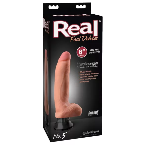 Real Feel Deluxe No.5 - vibrador realístico com escroto - cor natural