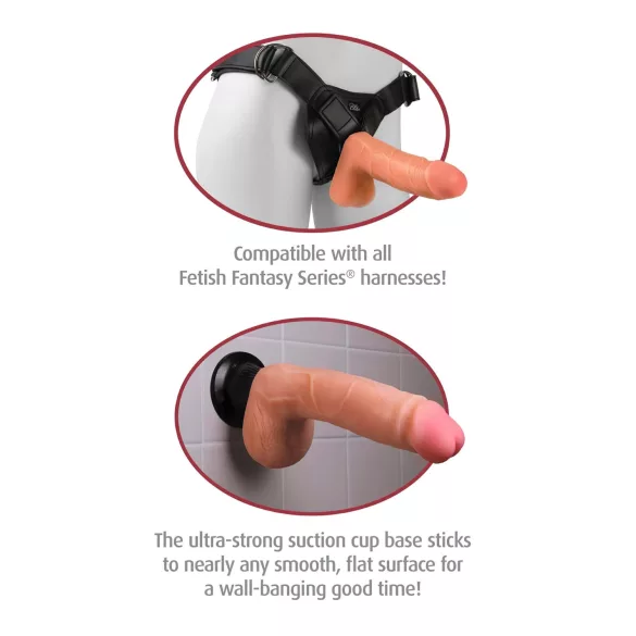 Real Feel Deluxe No.9 - vibrador realístico com escroto - cor natural