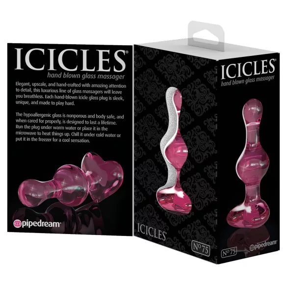 Icicles No. 75 - plug anal de vidro em forma de coração - rosa