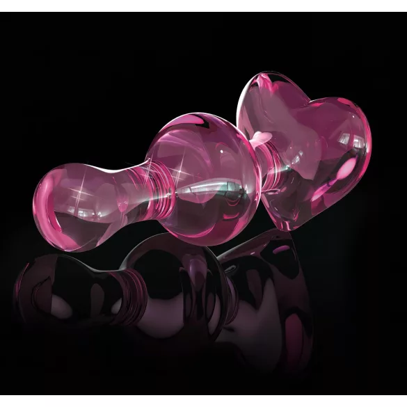 Icicles No. 75 - plug anal de vidro em forma de coração - rosa