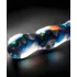 Icicles No. 08 - dildo de vidro duplo ondulado - transparente e azul