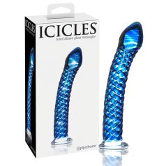Icicles No. 29 - dildo de vidro espiral para pénis - azul