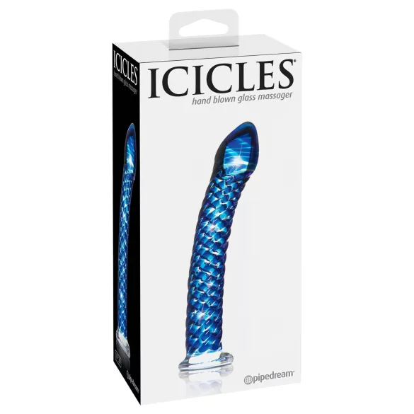 Icicles No. 29 - dildo de vidro espiral para pénis - azul