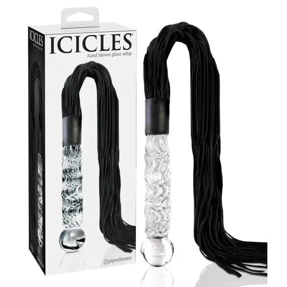 Icicles No. 38 - chicote de couro e dildo de vidro - transparente/preto