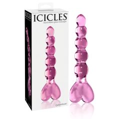   Icicles No. 43 - dildo de vidro com contas e coração - rosa