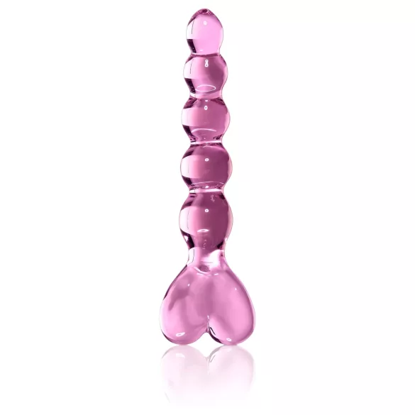 Icicles No. 43 - dildo de vidro com contas e coração - rosa