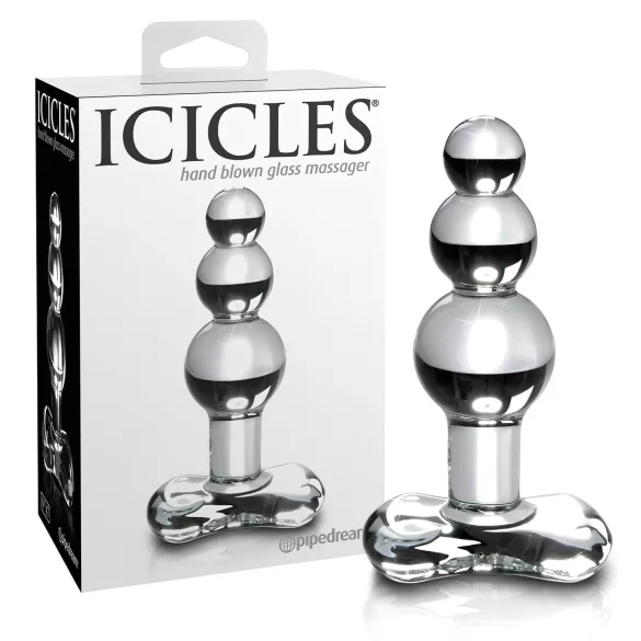 Icicles No. 47 - plug anal de vidro com três esferas - transparente