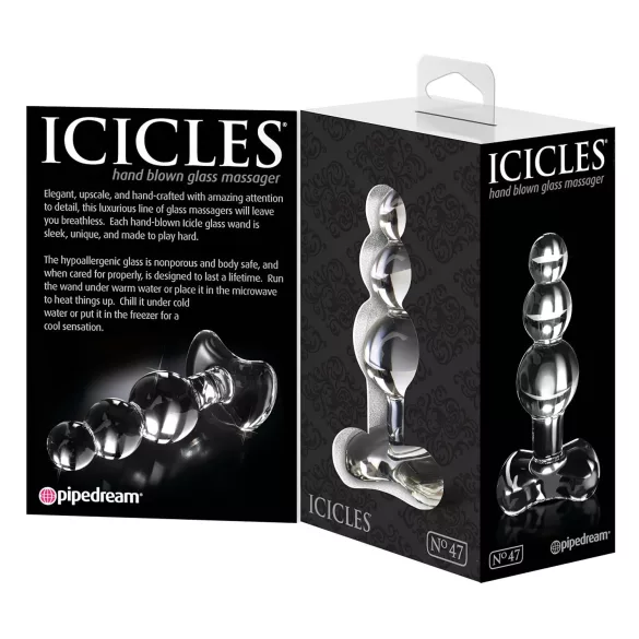Icicles No. 47 - plug anal de vidro com três esferas - transparente