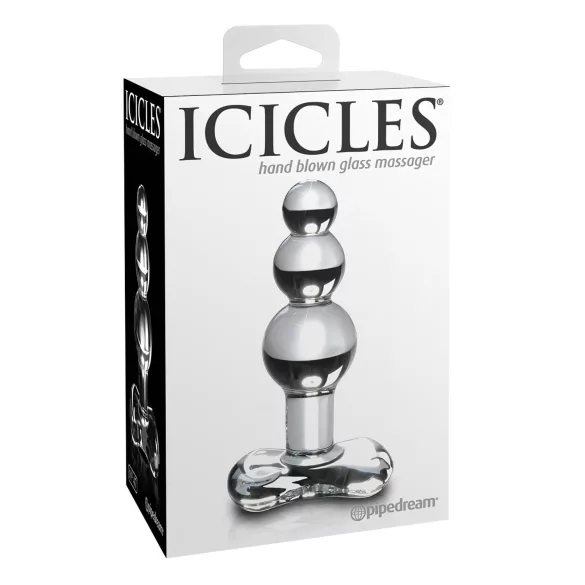 Icicles No. 47 - plug anal de vidro com três esferas - transparente