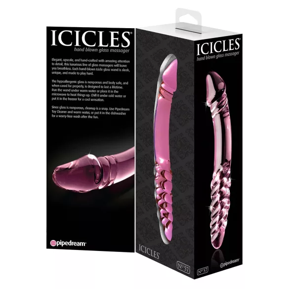 Icicles No. 57 - dildo duplo formato pênis - vidro rosa