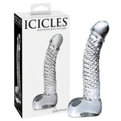   Icicles No. 61 - dildo de vidro com testículos e pênis - transparente