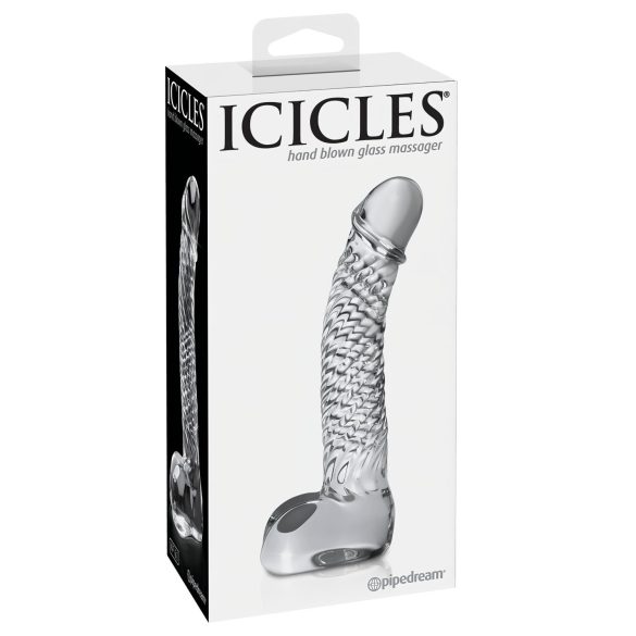 Icicles No. 61 - dildo de vidro com testículos e pênis - transparente