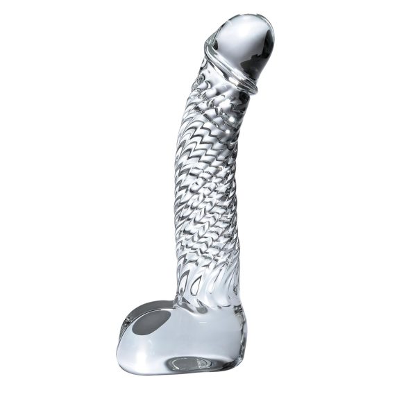 Icicles No. 61 - dildo de vidro com testículos e pênis - transparente