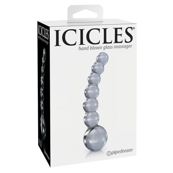 Icicles No. 66 - dildo de vidro curvo com bolas - transparente