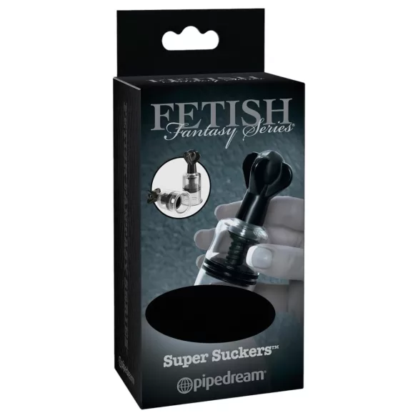 Fetish Super Suckers - bomba sugadora de mamilos - silicone preto transparente