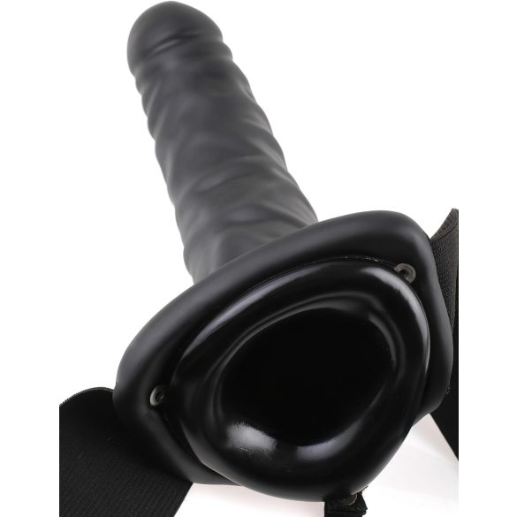 Fetish Strap-On 8 - vibrador oco ajustável (preto)