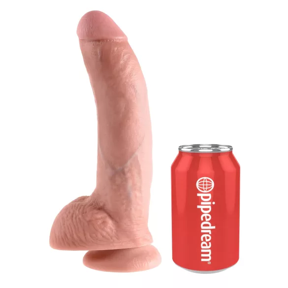 King Cock 9 - grande dildo com ventosa e testículos (23 cm, cor natural)