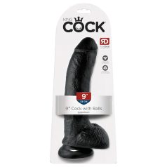   King Cock - dildo realístico com ventosa e escroto 23cm - preto