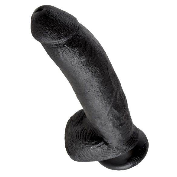 King Cock 9 - dildo com ventosa e escroto (23cm) - preto