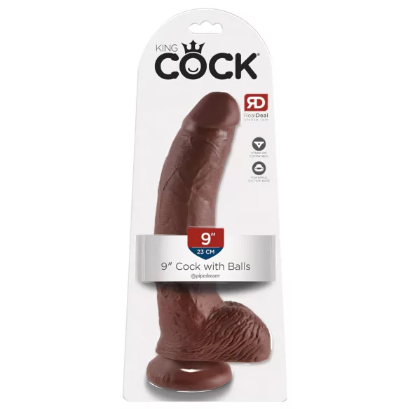 King Cock - dildô realístico com ventosa e escroto 23cm - marrom
