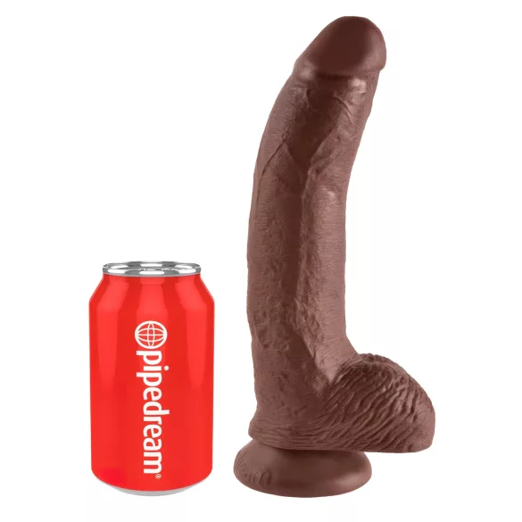 King Cock - dildô realístico com ventosa e escroto 23cm - marrom