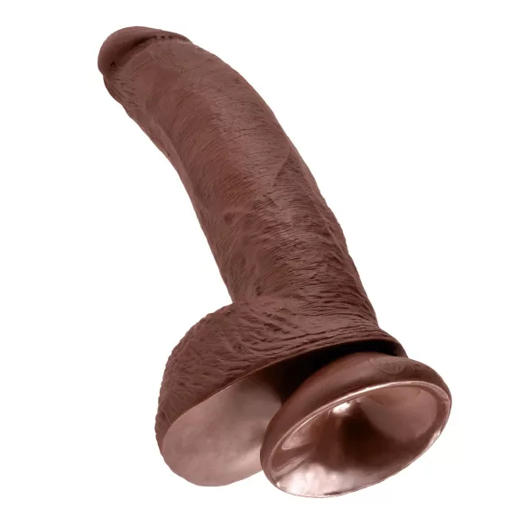 King Cock - dildô realístico com ventosa e escroto 23cm - marrom