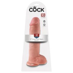 King Cock - dildo com ventosa e escroto - 28cm - cor natural