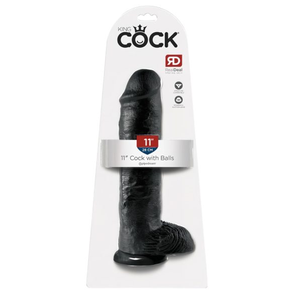 King Cock 11 - dildo com ventosa e escroto 28cm - preto