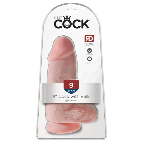 King Cock - dildo realístico com ventosa e testículos 23cm - cor natural