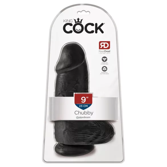King Cock - dildo com ventosa e escroto 23cm - preto