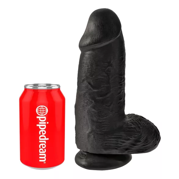 King Cock - dildo com ventosa e escroto 23cm - preto