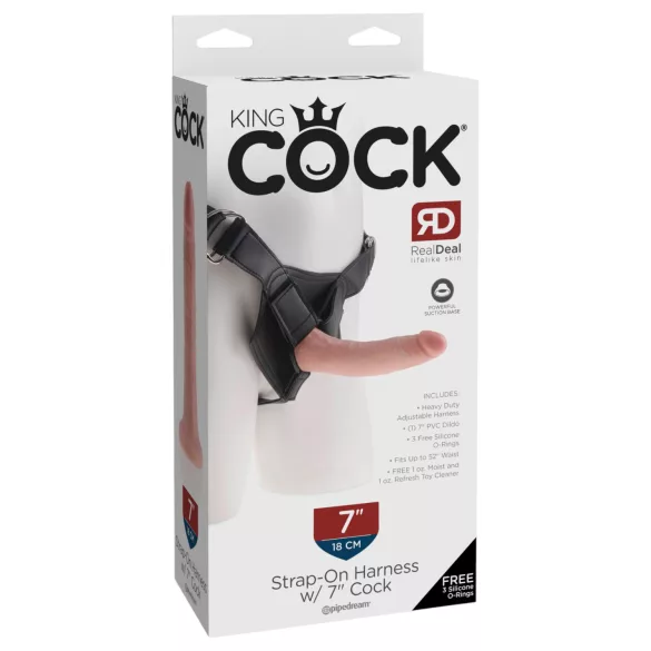 King Cock 7 - dildo com arnês ajustável (cor de pele)