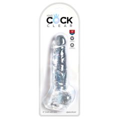 King Cock Clear 8 - dildo com ventosa e escroto - 20cm