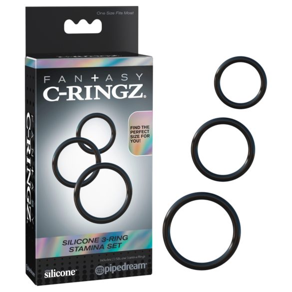 Fantasy C-Ringz - anel peniano triplo - silicone preto
