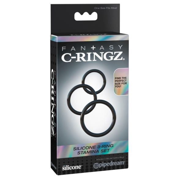 Fantasy C-Ringz - anel peniano triplo - silicone preto