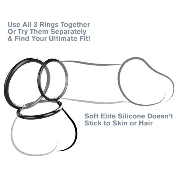 Fantasy C-Ringz - anel peniano triplo - silicone preto